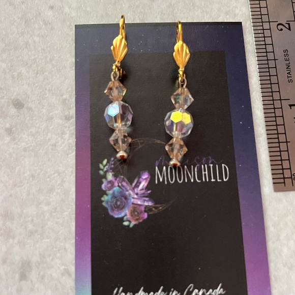 Swarovski Gold Earrings, Handcrafted Genuine Swarovski Crystal Bridal Earrings - Picture 5 of 14